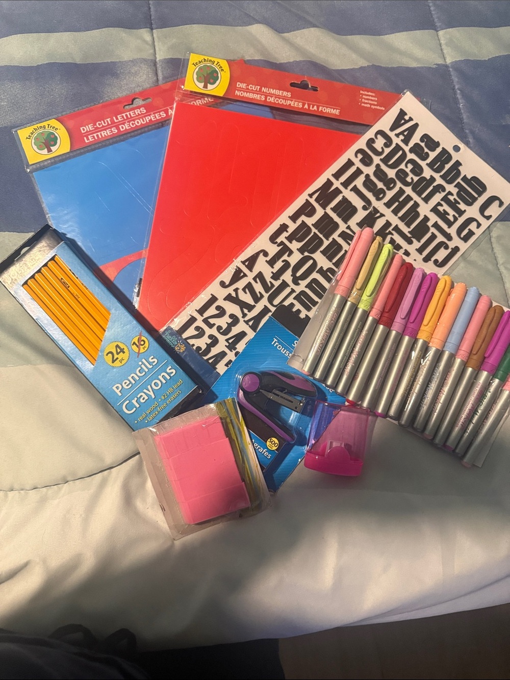 Assorted Home Office Craft Kit with Pink Highlighters and Silver Pens -